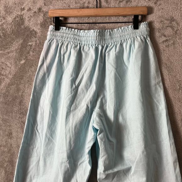 J.Crew Linen Cotton Blend Wide Leg Paper Bag Pants Size Small Soft Aqua - Picture 2 of 7